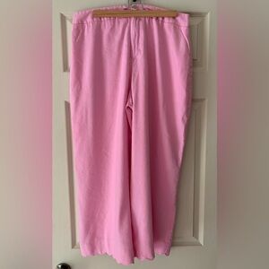 Antonio Melani Pink Linen Blend Cropped Pants Scalloped Hem Size 14